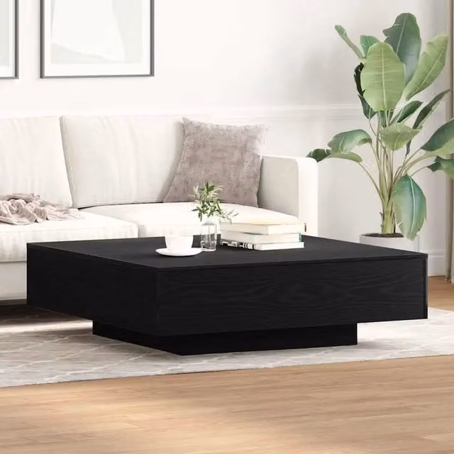 Tavolino da salotto moderno vidaXL in rovere nero, L/P/H: 100 x 100 x 31 cm
