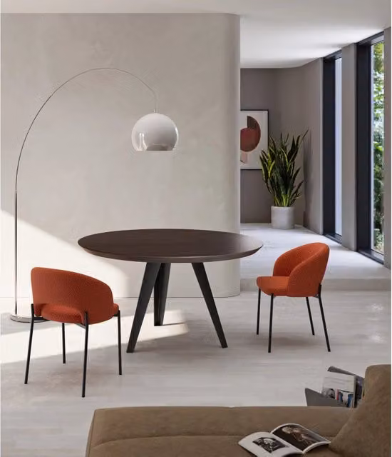 Tavolo fisso rotondo Henry Stones in legno color rovere, Diametro: 130 cm, Altezza: 76 cm