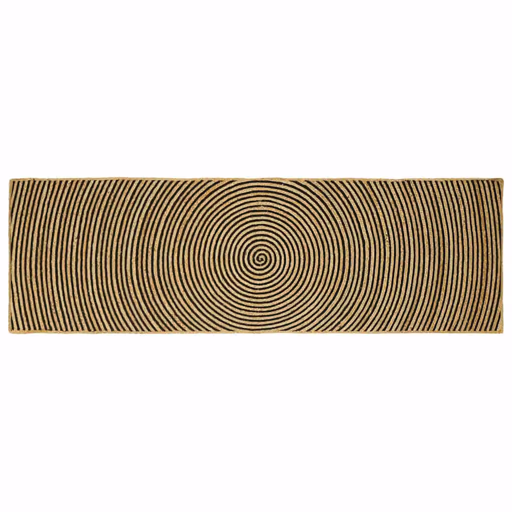 Tappeto da area moderno in juta vidaXL, rettangolare, lavabile, colore nero e beige, L: 250 cm, P: 80 cm
