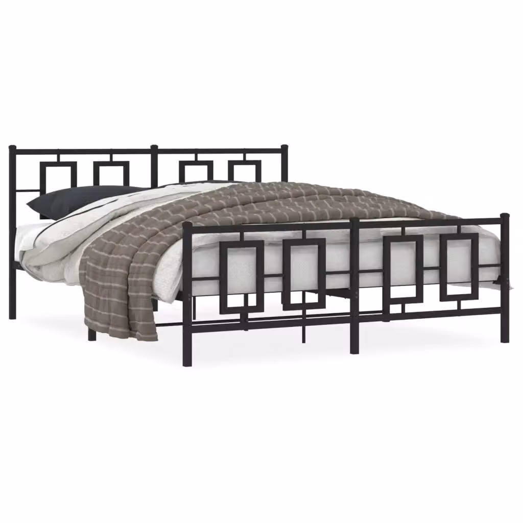 Giroletto con testiera e pediera in metallo nero vidaXL L/P: 150 x 200 cm – 2