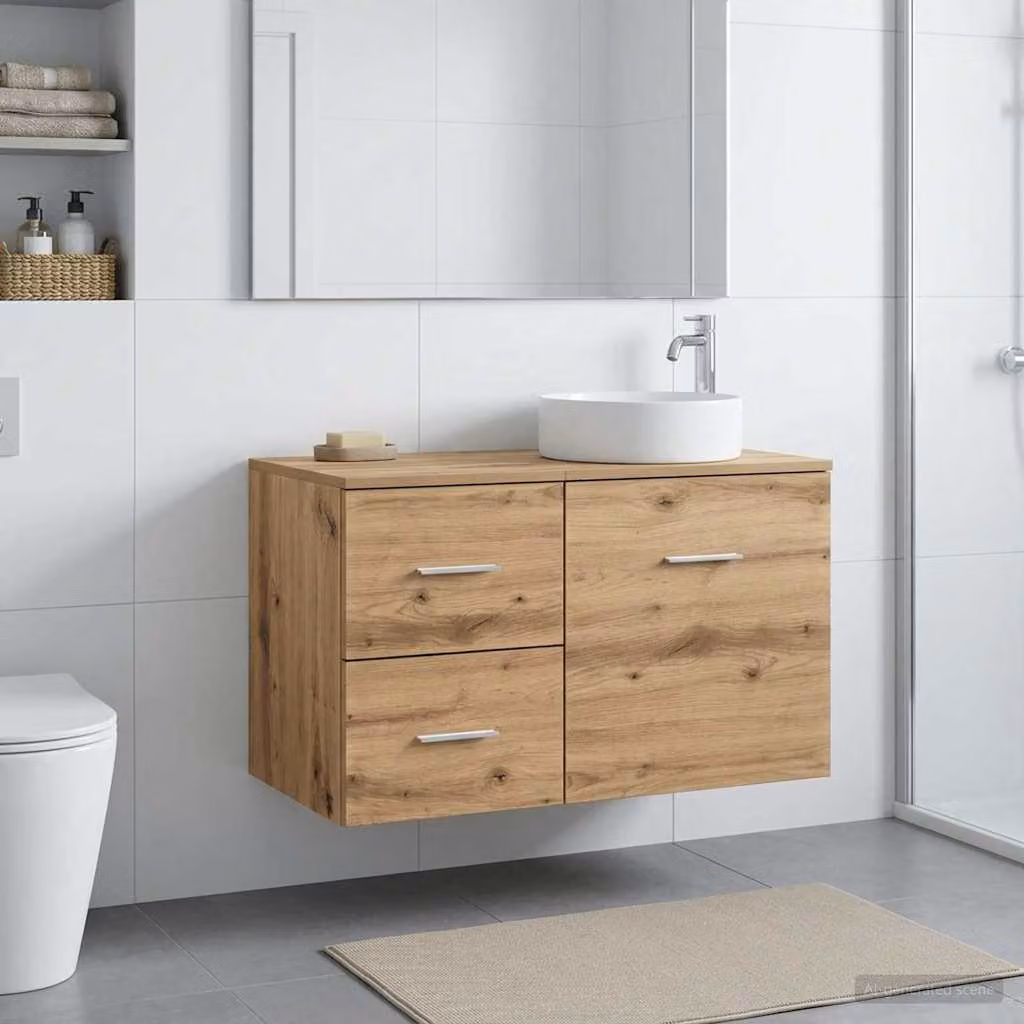 Armadio da bagno moderno vidaXL in legno marrone con cassetti L/P/H: 30 x 44,5 x 50 cm