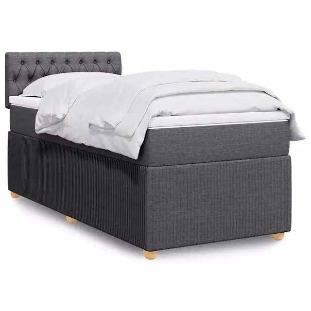 Letto a molle con materasso vidaXL in tessuto grigio e bianco L 200 cm x P 80 cm