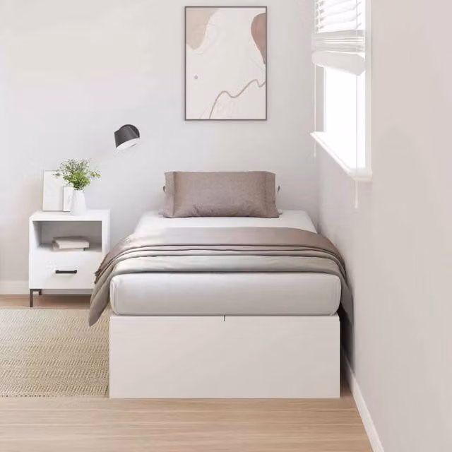 Struttura letto con contenitore-Giroletto con contenitore Bianco 90 x 200 cm