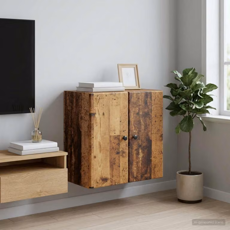 vidaXL Mobiletto a muro moderno marrone con ante a battente e ripiani interni L: 59 cm, P: 31 cm, H: 60 cm