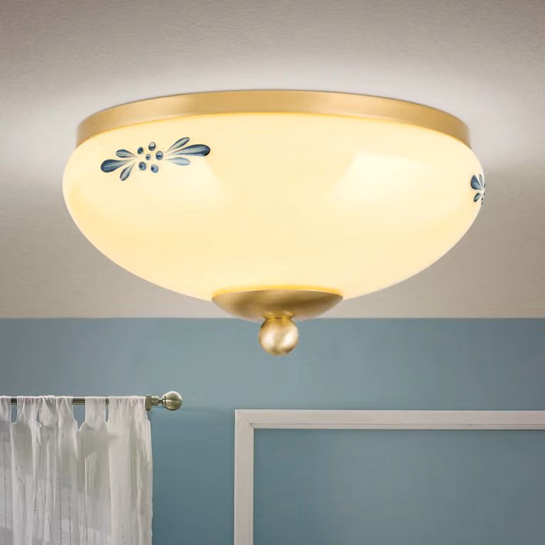 ORION Plafoniera soffitto Landhaus, dimmerabile, Crema / Ambra, Soggiorno / Sala da pranzo, Vetro, Campagna / Rustiche, Plafoniera