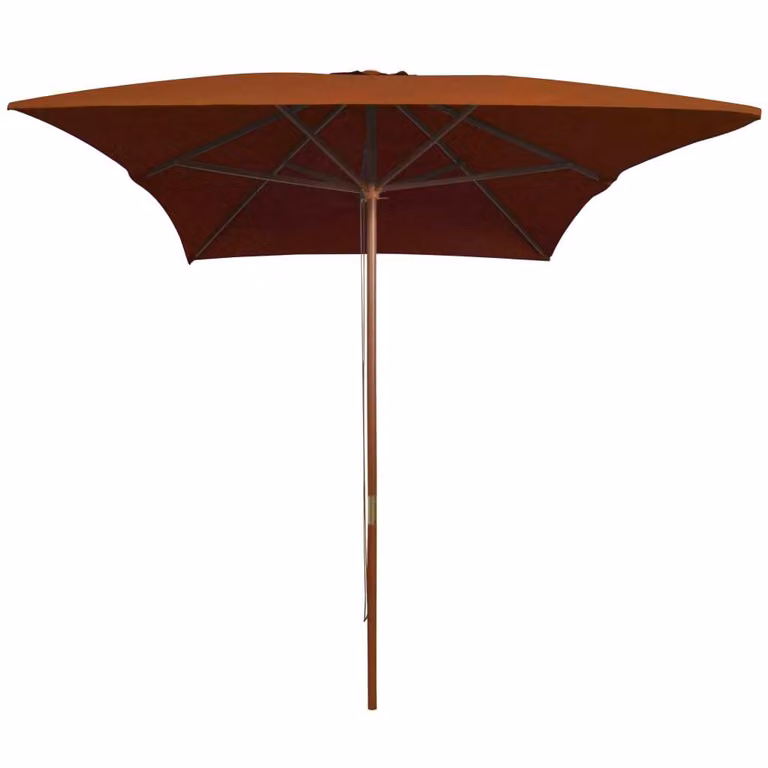 vidaXL Ombrellone con palo in legno 200x300 cm terracotta