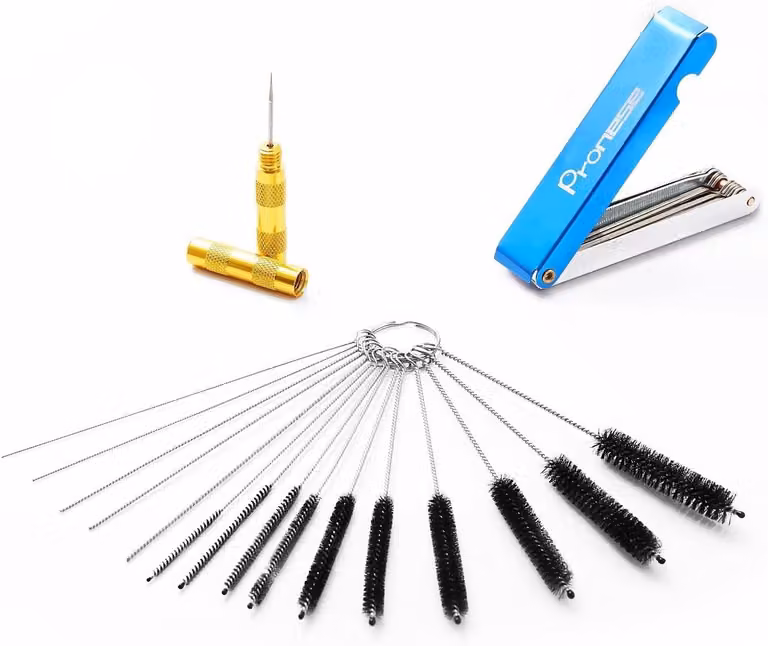 Kit di pulizia per carburatori e aerografi, composto da 28 pezzi, con spazzole in nylon e aghi di pulizia, per una pulizia precisa