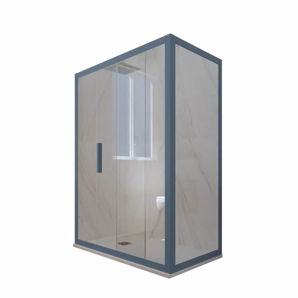 Box doccia scorrevole FORTE mod. Deco Duo rettangolare in vetro trasparente con profilo blu navy L 75 cm x P 170 cm x H 200 cm – 2