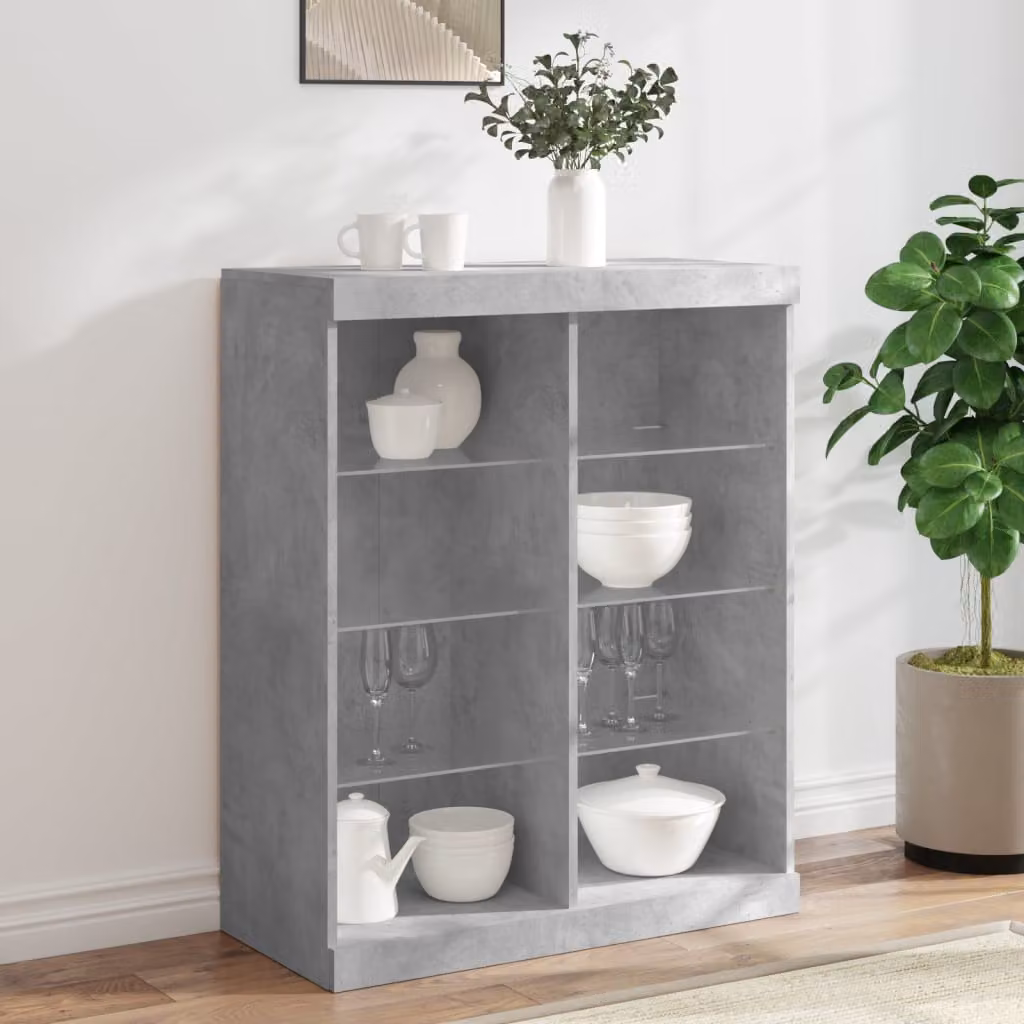 Credenza moderna vidaXL con luci LED integrata in grigio cemento L: 81 cm, P: 37 cm, H: 100 cm