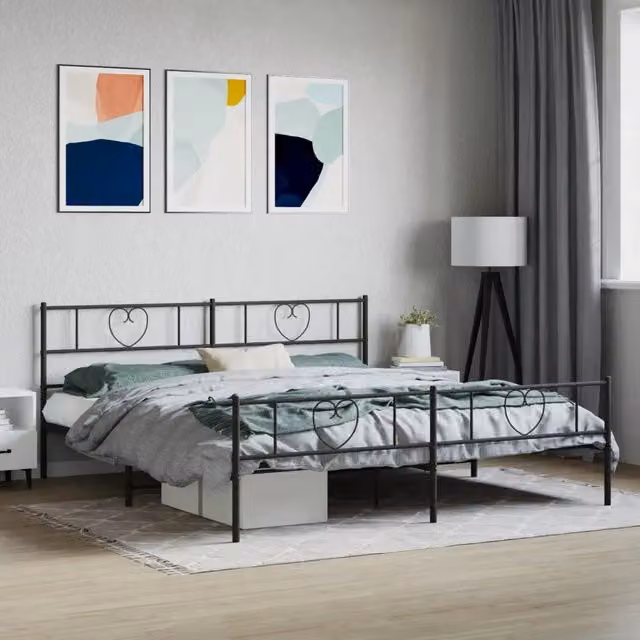 Giroletto vidaXL con pediera in metallo nero, L/P/H: 180 x 200 x 90 cm – 1