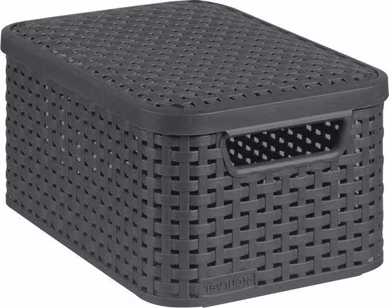 Contenitore di archiviazione Curver con coperchio e maniglie, colore grigio, in plastica