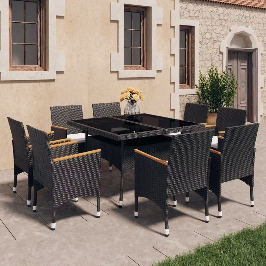 Maison Exclusive - Set da pranzo da giardino a 9 pezzi in rattan sintetico e legno di acacia nero