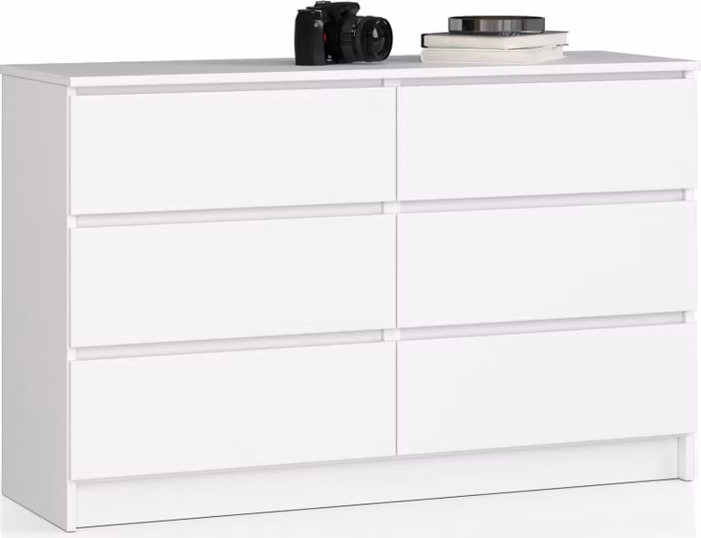Comò elegante bianco K120 con 6 cassetti e design minimalista