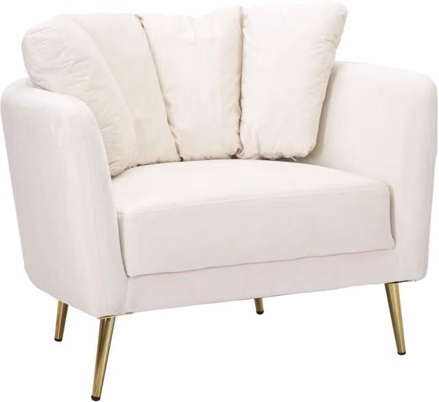 Poltrona Kiev 88x74x77 cm in Poliestere Crema/Oro