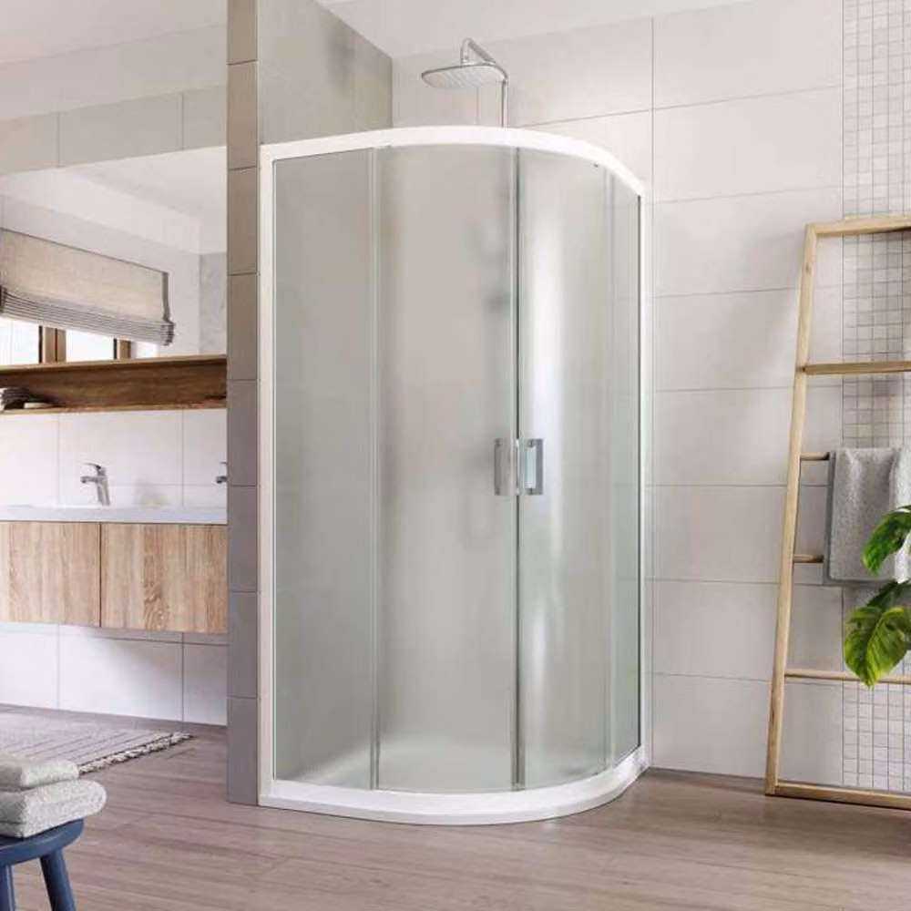 Mereo Cabina doccia, Lima, a quarto di cerchio, R 550, a scomparsa, 90x90 cm, ALU bianco, vetro Point - CK608B02K
