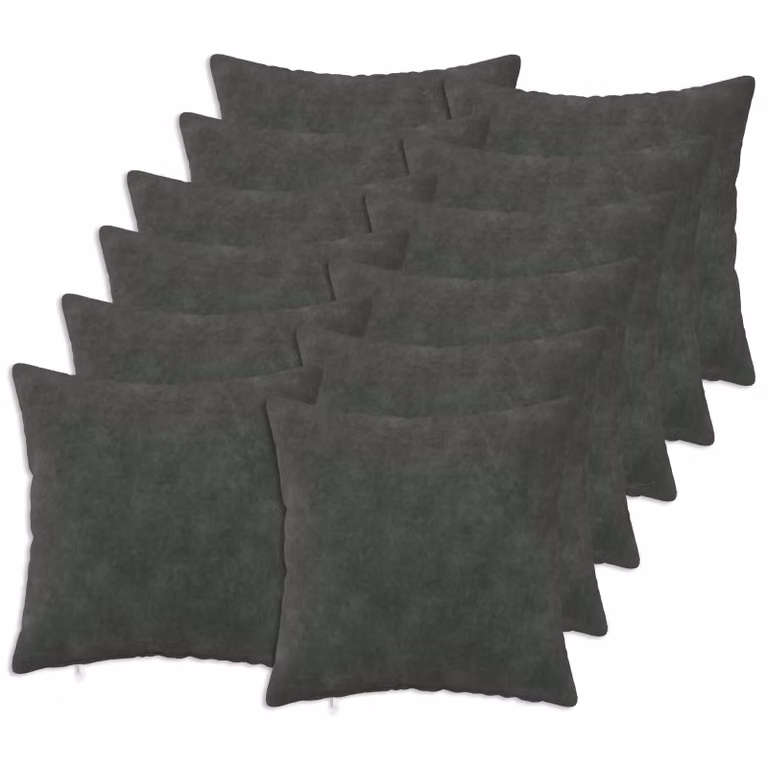 Set di 12 federe vidaXL HEERLEN in microfibra color antracite, L 45 cm x P 45 cm
