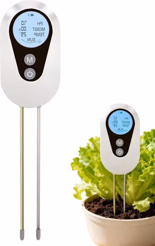 Misuratore digitale per giardinaggio 4-in-1 – 30 cm, nero, con funzione di misurazione del terreno