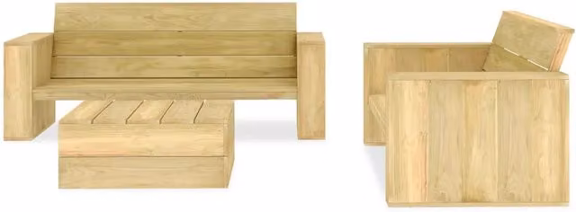 Set Divani da Giardino 3 pz in Legno di Pino Impregnato 3053199