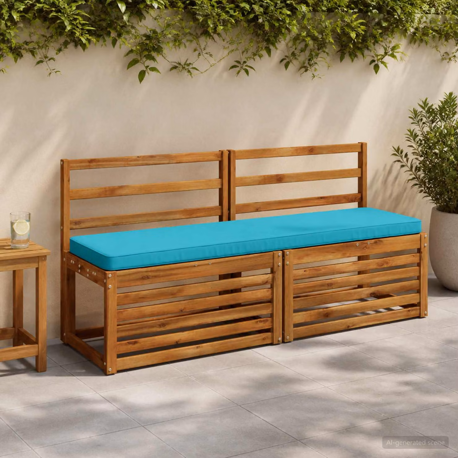 Set di 2 cuscini per panchina vidaXL VUGHT in poliestere color turchese con rivestimento rimovibile e resistente ai raggi UV