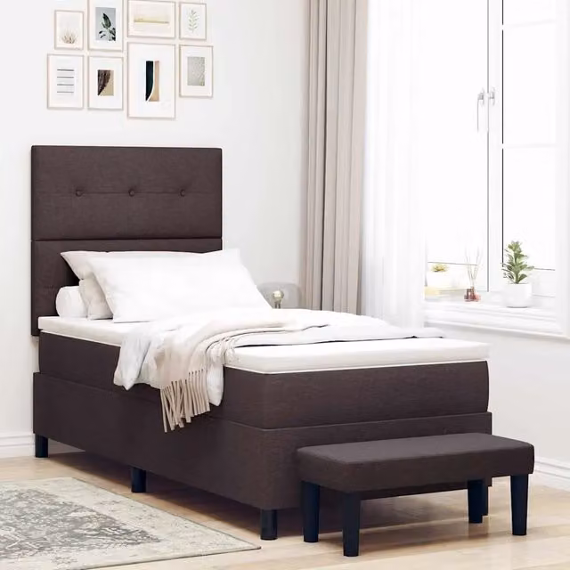 Letto ibrido con molle a sacchetto e testiera vidaXL in tessuto marrone L/P: 100 x 200 cm