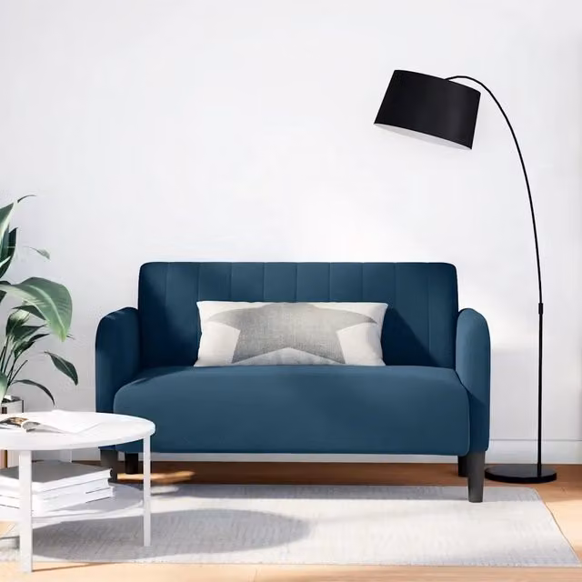 Divanetto moderno vidaXL in velluto blu L: 124 cm, P: 74 cm, H: 68 cm