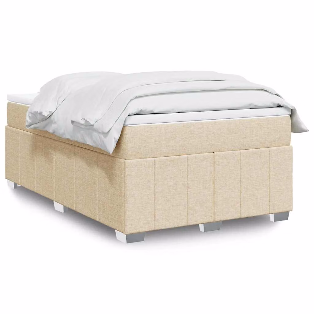 vidaXL Giroletto a molle con materasso in tessuto beige e bianco, L/P: 120 x 200 cm