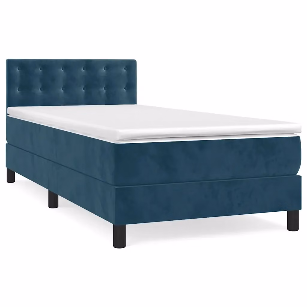 Letto Ibrido con Giroletto a Molle e Materasso vidaXL in Velluto Blu e Bianco L/P/H: 203 x 90 x 78 cm – 2
