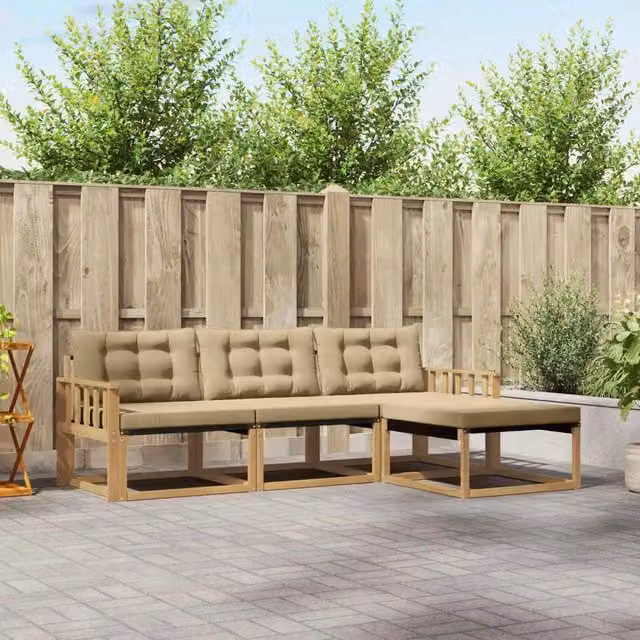 Set di divani da esterno 4 pz Bianco e Beige 3388563