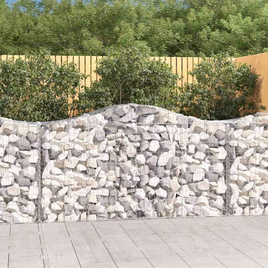 Set di 8 cesti gabbioni ad arco vidaXL in acciaio zincato grigio L: 200 cm, P: 50 cm, H: 100-120 cm