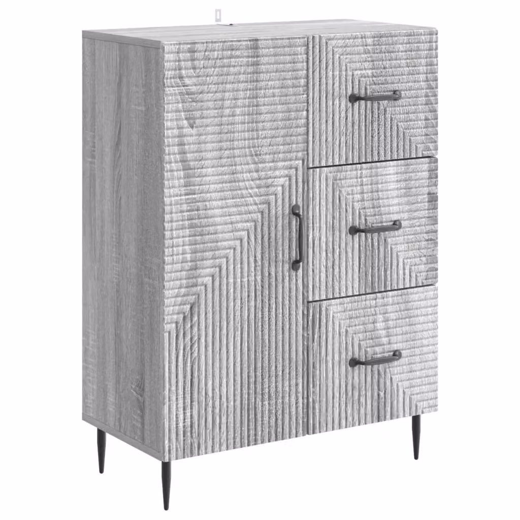 Credenza moderna vidaXL in legno ingegnerizzato e metallo, Grigio, L 66 cm x P 34,5 cm x H 89,5 cm – 2