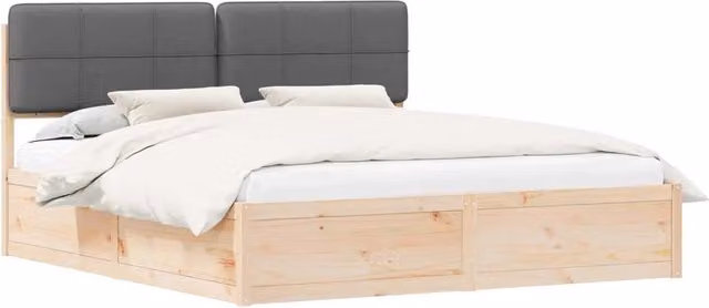 Letto matrimoniale | Letto per adulti | Letto con Testiera Rivestita Grigio scuro 180 x 200 cm