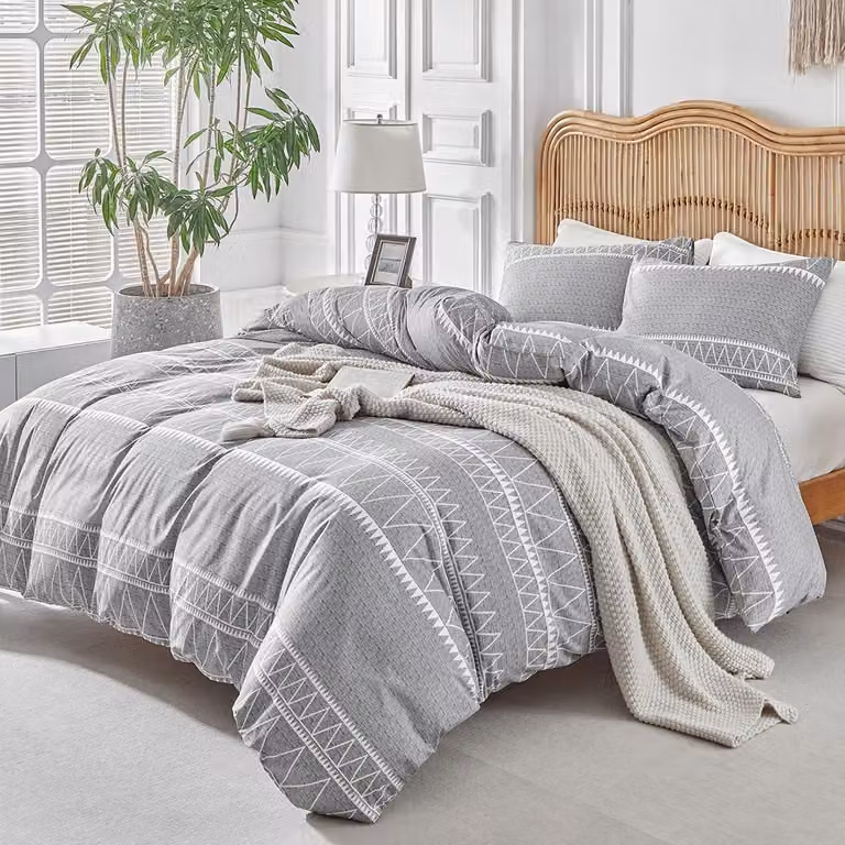 Copripiumino Tokokimo per letto matrimoniale, copripiumino 260x240 cm con motivo bohémien in microfibra, set da 3 pezzi, composto da 1 copripiumino 260x240 cm + 2 federe 65x65 cm, colore grigio
