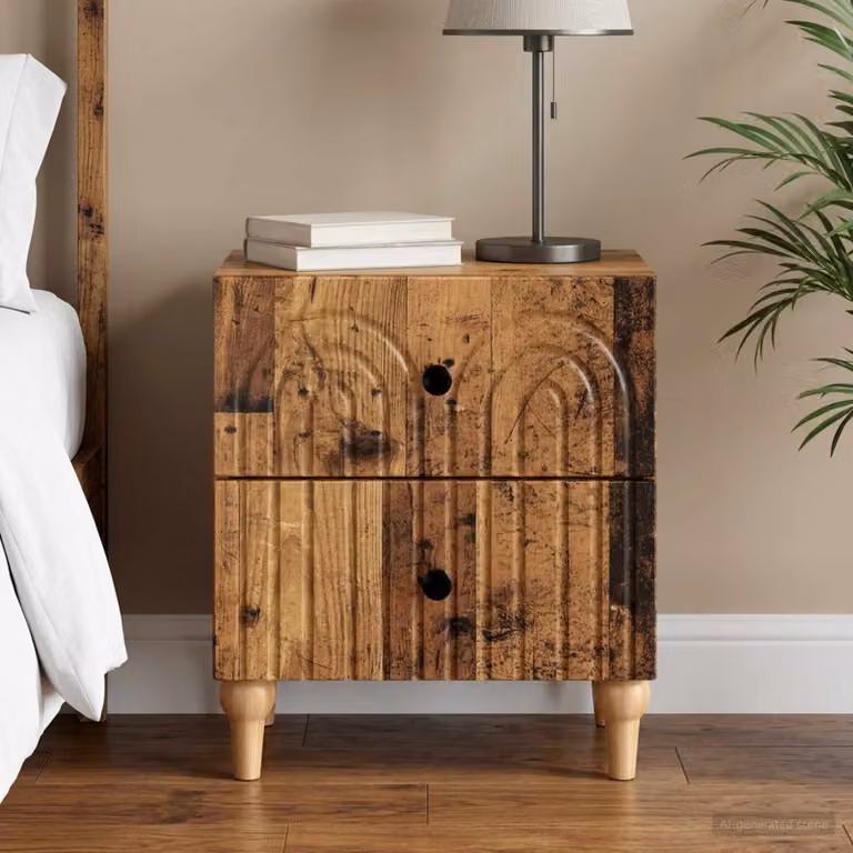 vidaXL Armadio da Notte con Cassetto in Legno Antico Marrone L 43 cm, P 34,5 cm, H 48 cm
