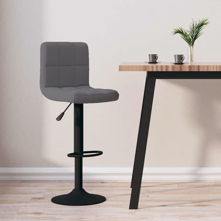 vidaXL Sgabello da Bar Moderno in Velluto Grigio con Struttura in Metallo