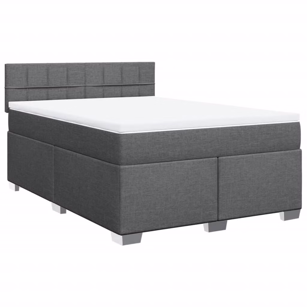 Giroletto a Molle con Materasso Grigio Scuro 140x200cm Tessuto