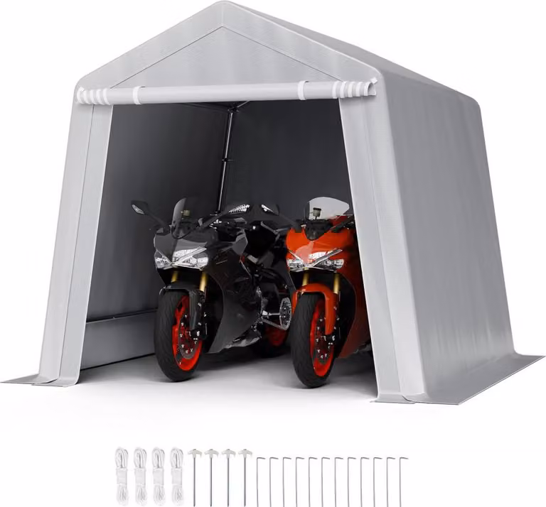 Garage tenda capannone Tenda di stoccaggio Carport Capannone da giardino 243,8x243,8x229cm - Tenda da campeggio Tenda di stoccaggio Capannone da giardino
