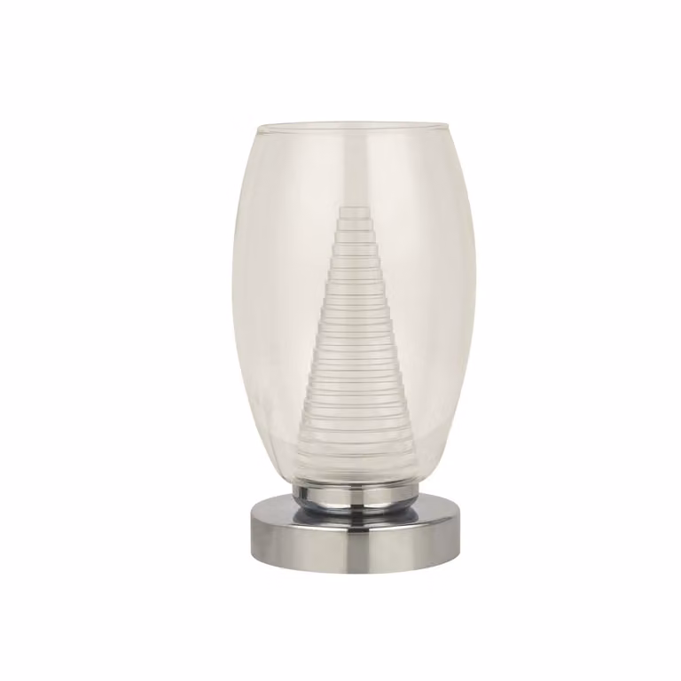 Lampada da comodino LED in metallo D: 11,5 cm rotondo 20,5 cm alto Cromo 3000 K bianco caldo 448 lm Lampada da tavolo moderna