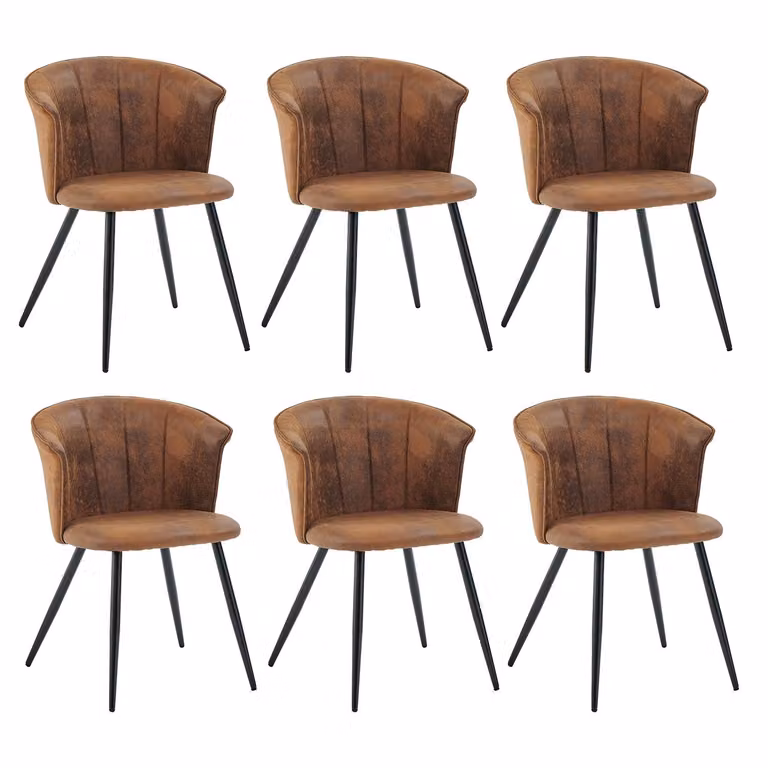 Meubles Cosy Set da 6 poltrone da sala da pranzo in stile industriale in Similcuoio scamosciata – DONCIC