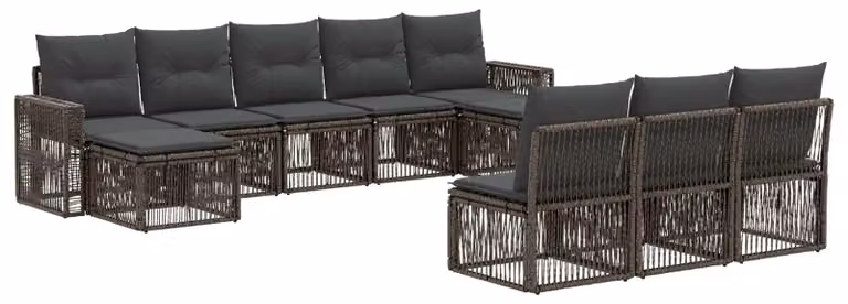 Set di divani da giardino, 10 pezzi, grigio e grigio scuro, in rattan sintetico