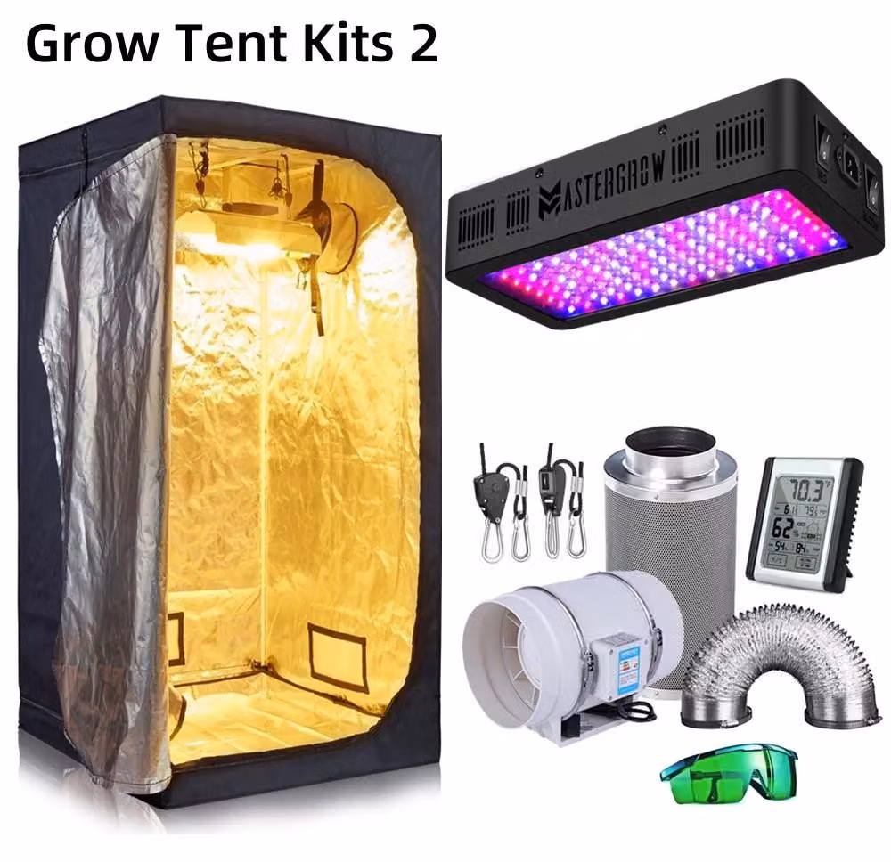 Tenda di coltivazione idroponica - Kit completo per la coltivazione - Lampada LED per piante - Spettro completo - 50 x 50 x 100 cm - Da assemblare