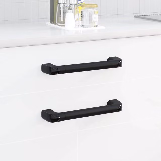 Set di 69 manici vidaXL in alluminio e plastica, colore nero opaco, L: 38 cm, P: 3,4 cm, H: 8,5 cm