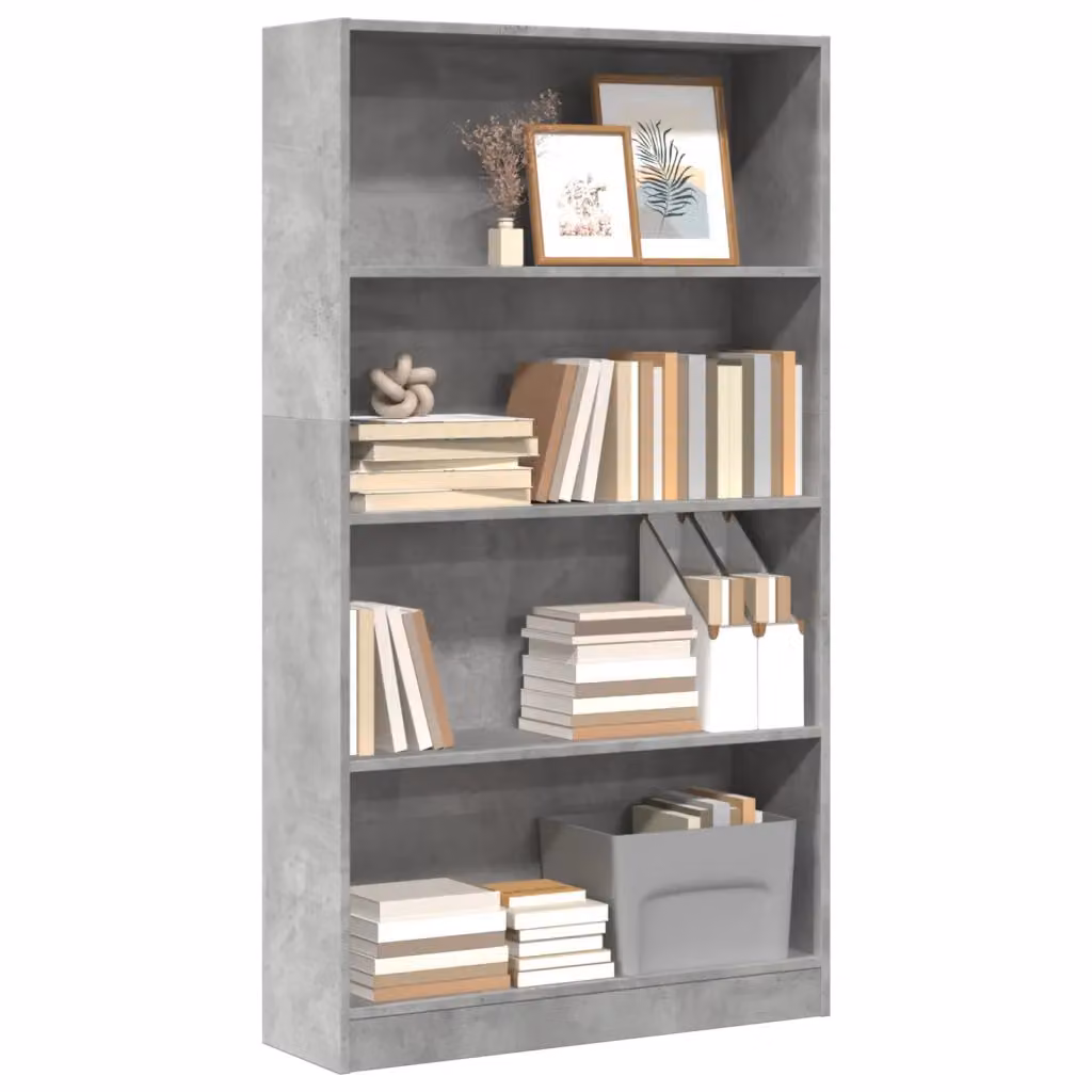 Libreria moderna vidaXL in legno e MDF Grigio, con pannello posteriore, L 80 cm x P 24 cm x H 143 cm