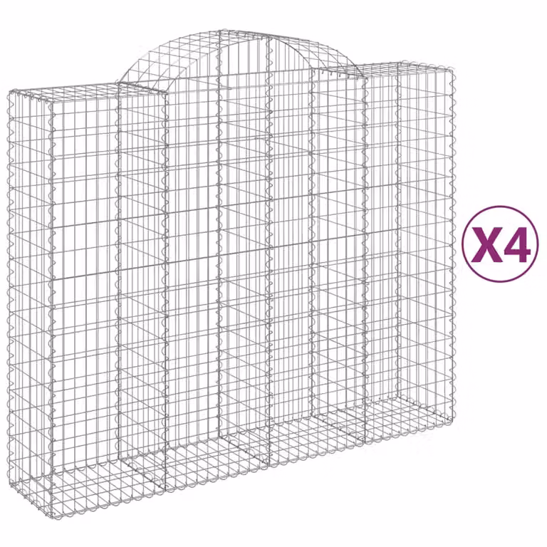 Cesti Gabbioni ad Arco 4 pz 200x50x160/180 cm Ferro Zincato
