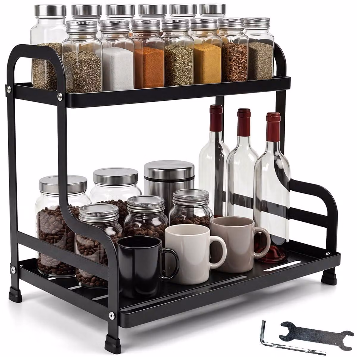 Organizzatore per la caffetteria con 2 ripiani: una soluzione salvaspazio per la zona caffè in cucina