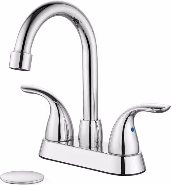 Rubinetto da Bagno 4 Pollici Centerset Cromo con Uscita Regolabile e Due Maniglie