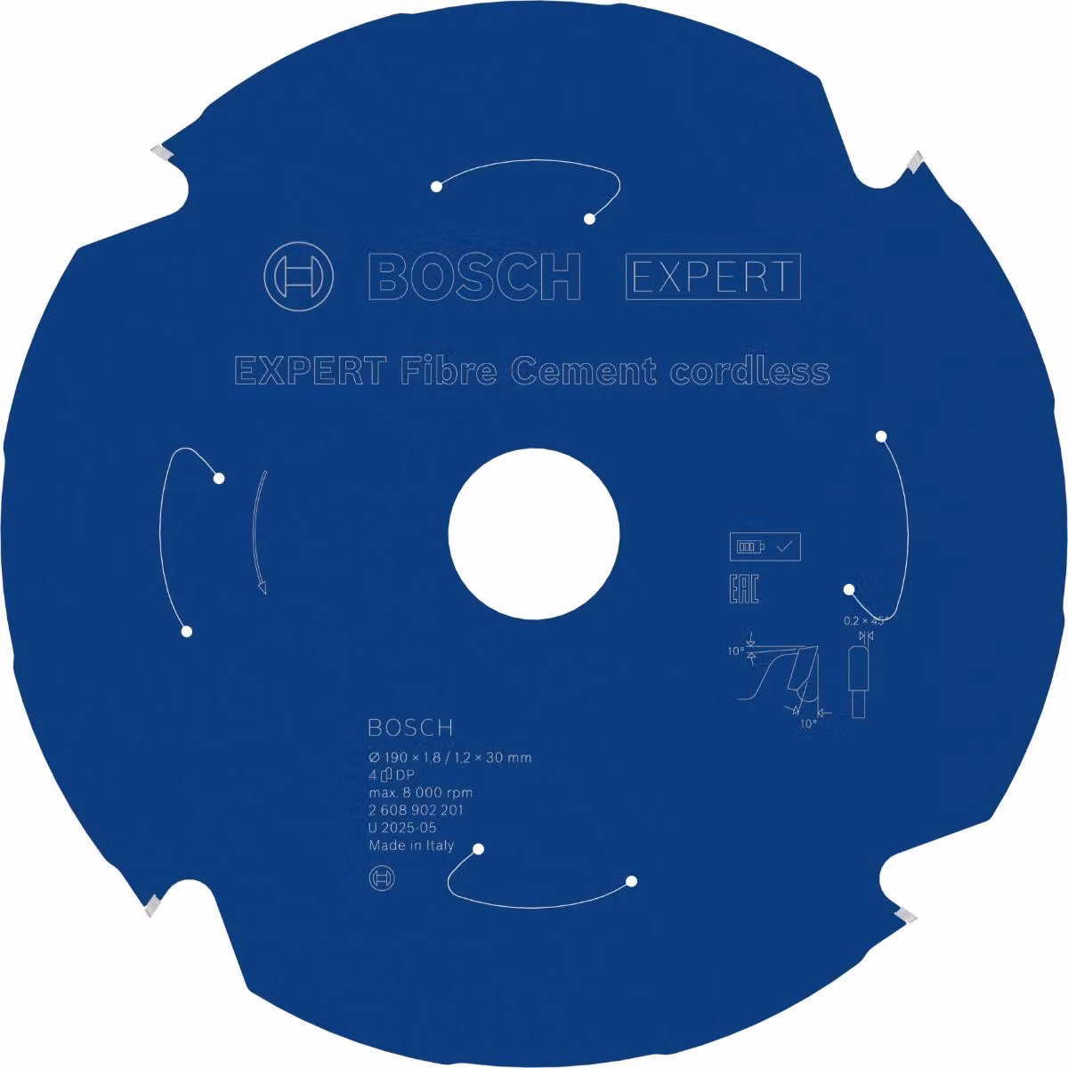 Lama circolare EXPERT per fibrocemento, 190x1,8x30 mm, Z4