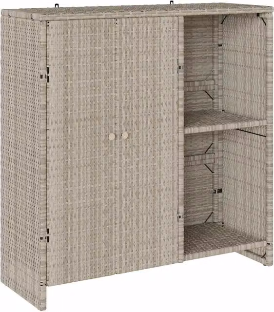 Armadio moderno con scaffale in rattan e MDF Grigio chiaro e Beige DESIGN IN L/P/H: 100 x 36 x 102 cm CFW3014074