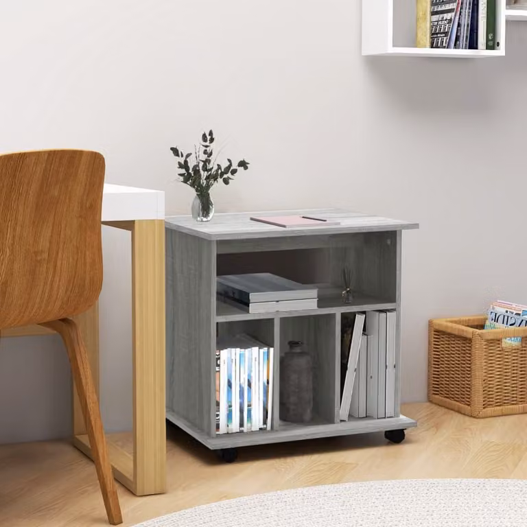 Armadietto con ruote vidaXL in legno grigio per ufficio e casa L/P/H: 60 x 45 x 60 cm