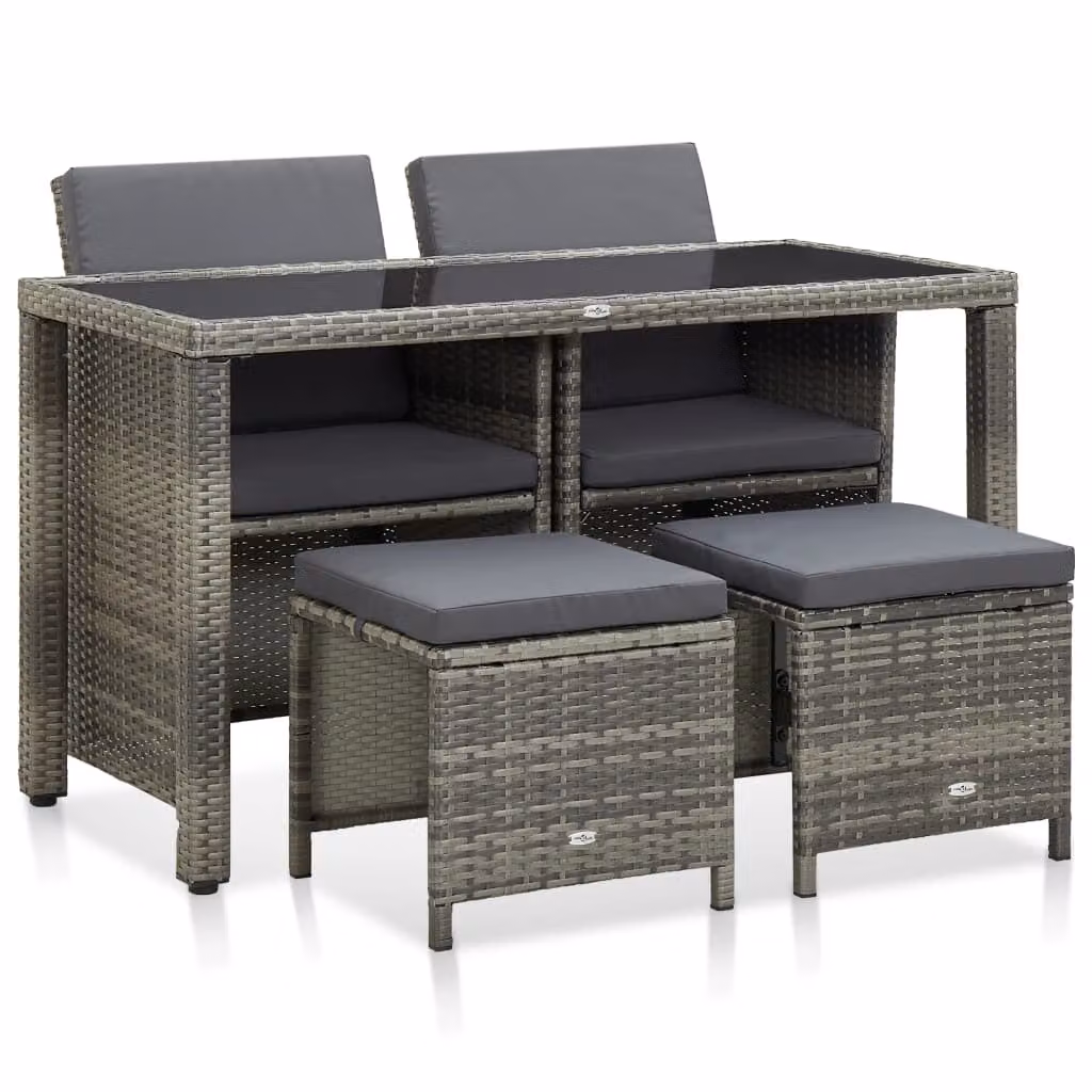 Maison Exclusive - Set da pranzo da giardino a 5 pezzi con cuscini in rattan sintetico grigio
