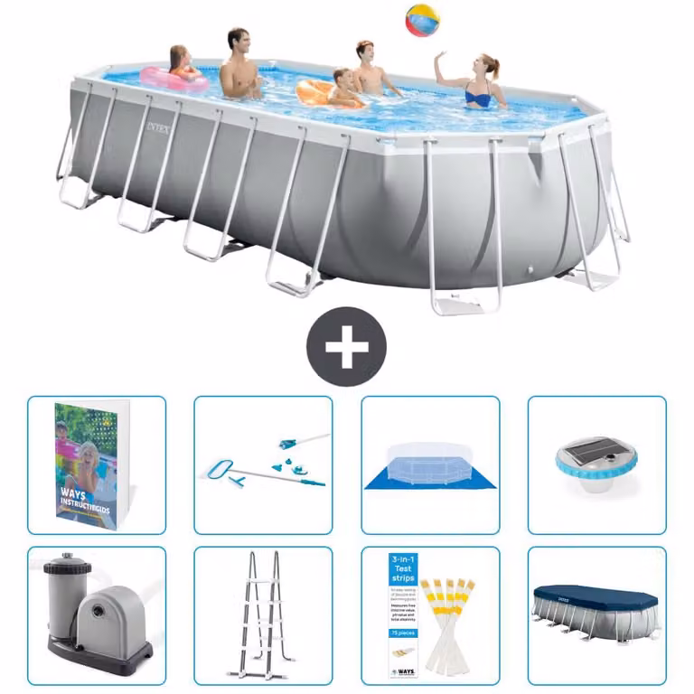 Piscina fuori terra ovale con struttura Prisma - 610x305x122 cm - 7 pezzi - Modello S595